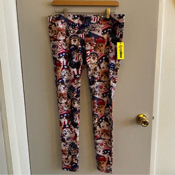 Tipsy Elves Patriotic Kitty Leggings - Picture 1 of 6